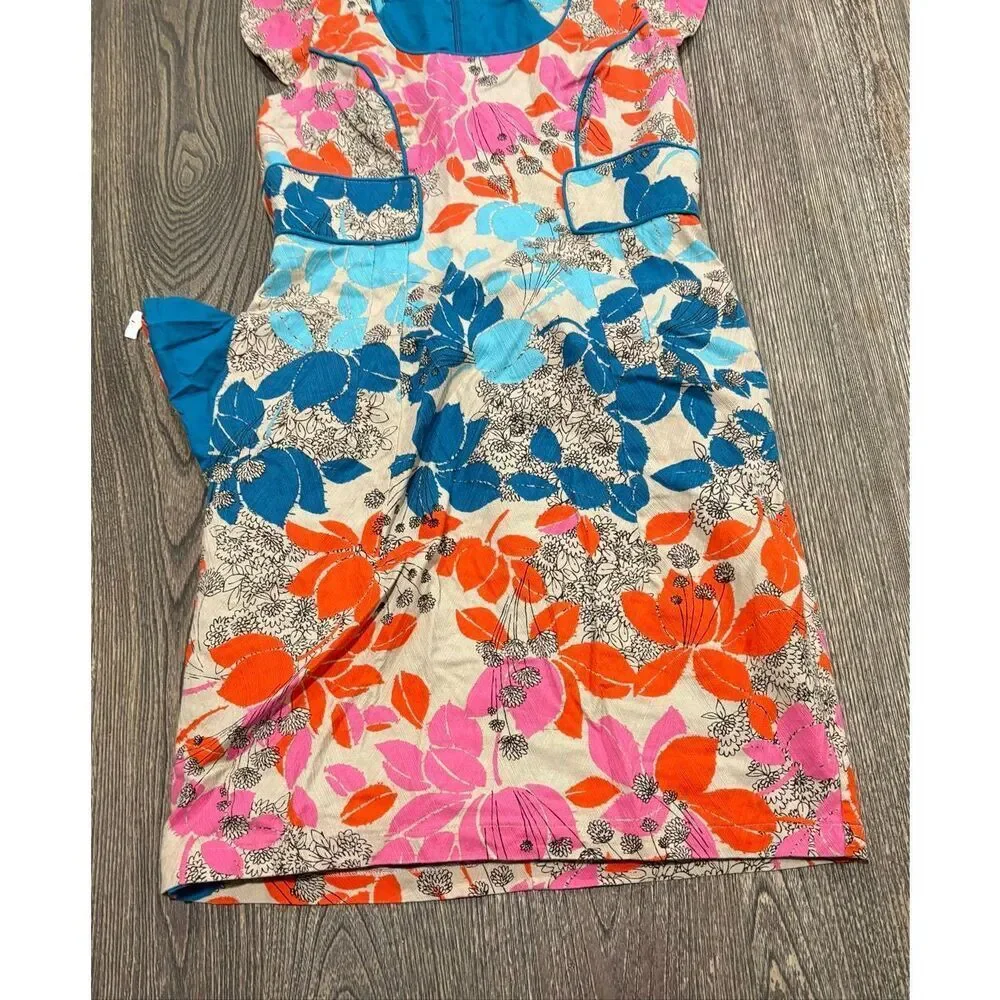 Jessica Simpson Sheath Dress Mini Square Neck Floral Print Multicolor Size 6